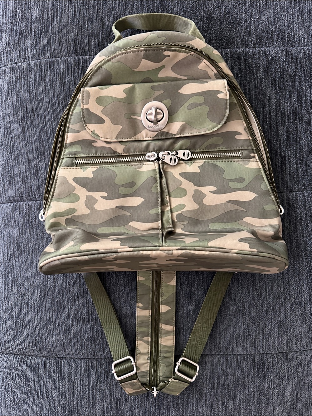 Baggallini Olive Green Camo Crossbody Backpack